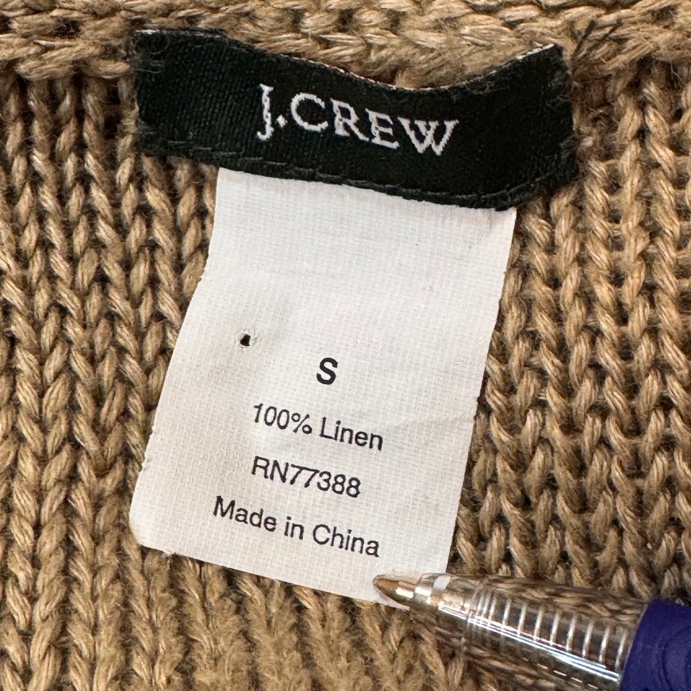 J. Crew Cardigan Women S Khaki 100% Linen Open Front Spring Sweater Lagenlook - Picture 4 of 8